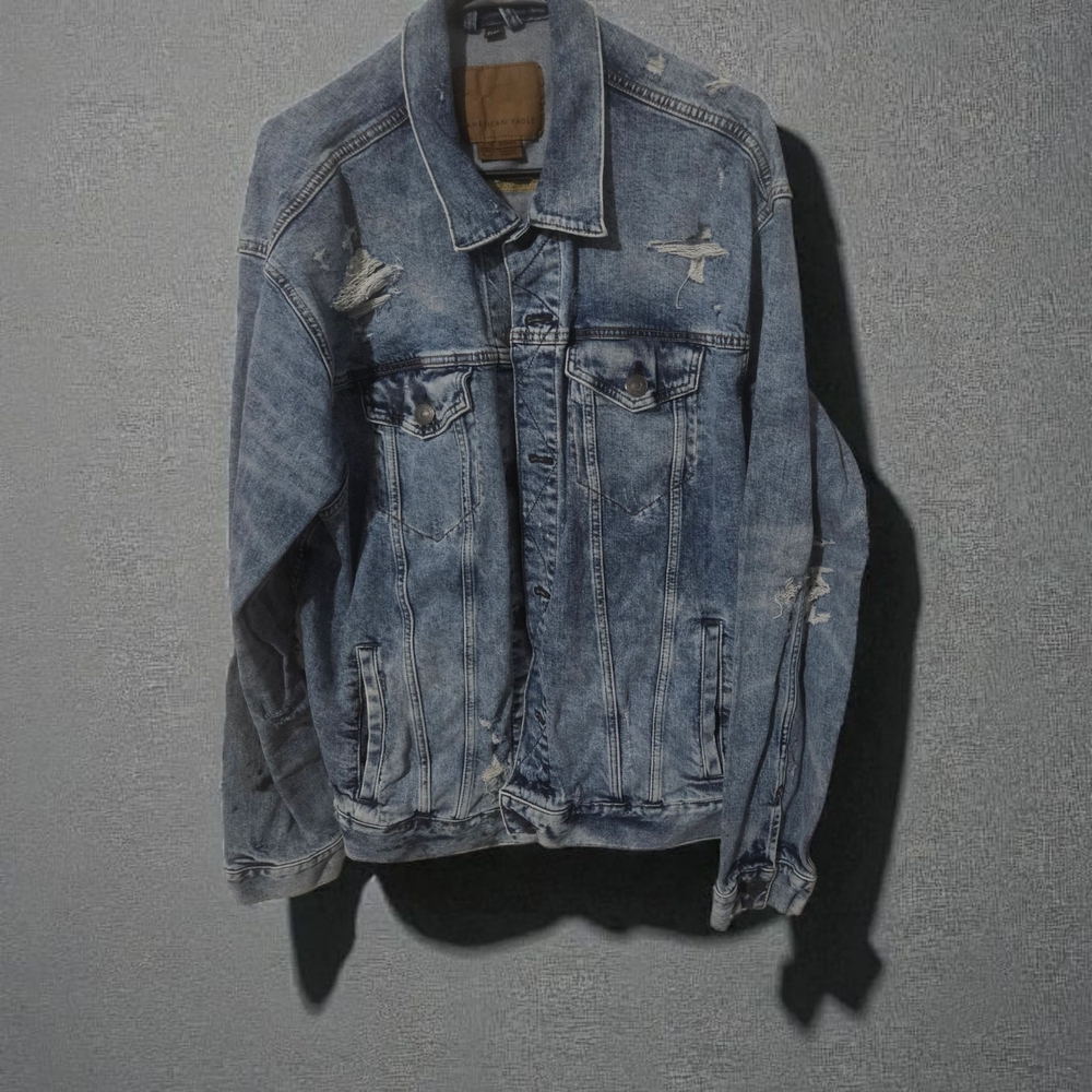 American Eagle Outfitters‎ Men's Blue Distressed Denim Jacket
